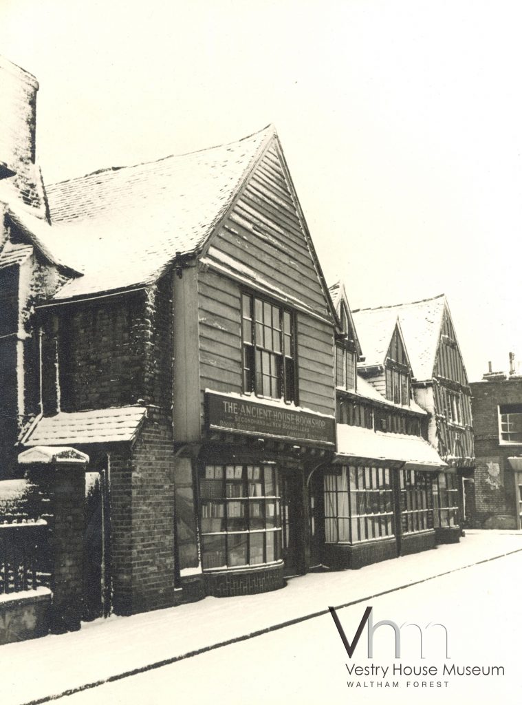 The Ancient House Bookshop in the snow