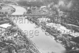 River Thames: with Battersea, Albert, Chelsea and Grosvenor Bridges- 1960