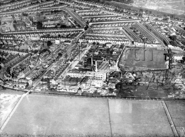 Lydden Grove, Earlsfield Road, Garratt Lane, Bendon Valley and Lydden Road, with Earlsfield Football Ground and Columbia Gramophone Works  1935- 1935