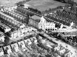 Merton Road and Ravensbury Road with Southfields Central Hall- 1935