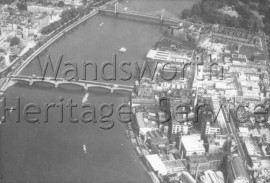 River Thames: with Battersea and Albert Bridges- 1962