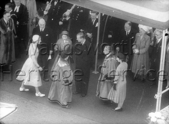 Mayors of Battersea, Camberwell and Wandsworth with the Queen and Duke of Edinburgh- 1953