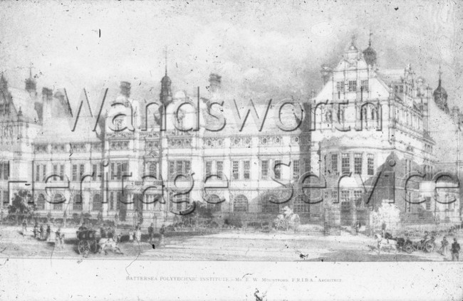 Battersea Polytechnic, Battersea Park Road ink-photo- 1892