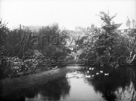 Cottages at James Yard, from the River Wandle, –  C1890
