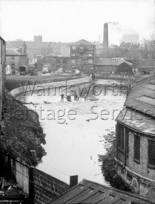 Upper Mill, River Wandle, from the aqueduct- 1958