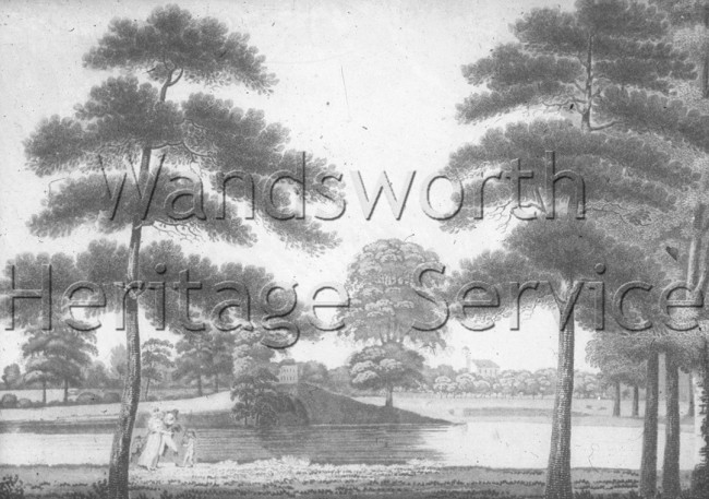 Engraving of Mount Pond, Clapham Common- 1792