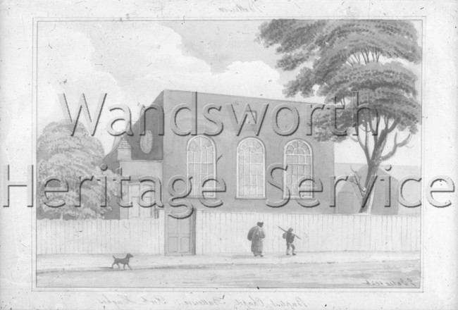 Baptist Chapel, York Road: Exterior from a water-colour by G  Yates- 1826
